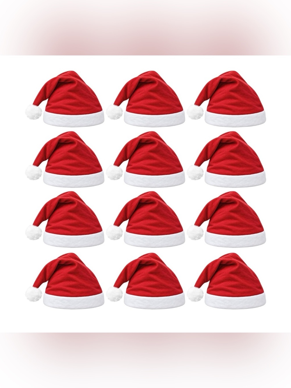 28 Christmas Santa Hats Bulk, Red/White Thickened Fabric Costume Hat
